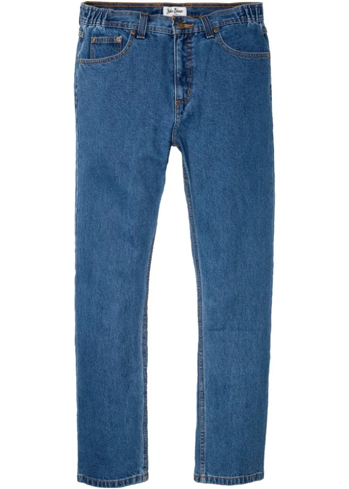 John Baner Jeanswear Regular Fit Jeans with Straight Side Elastic Waist, Blue