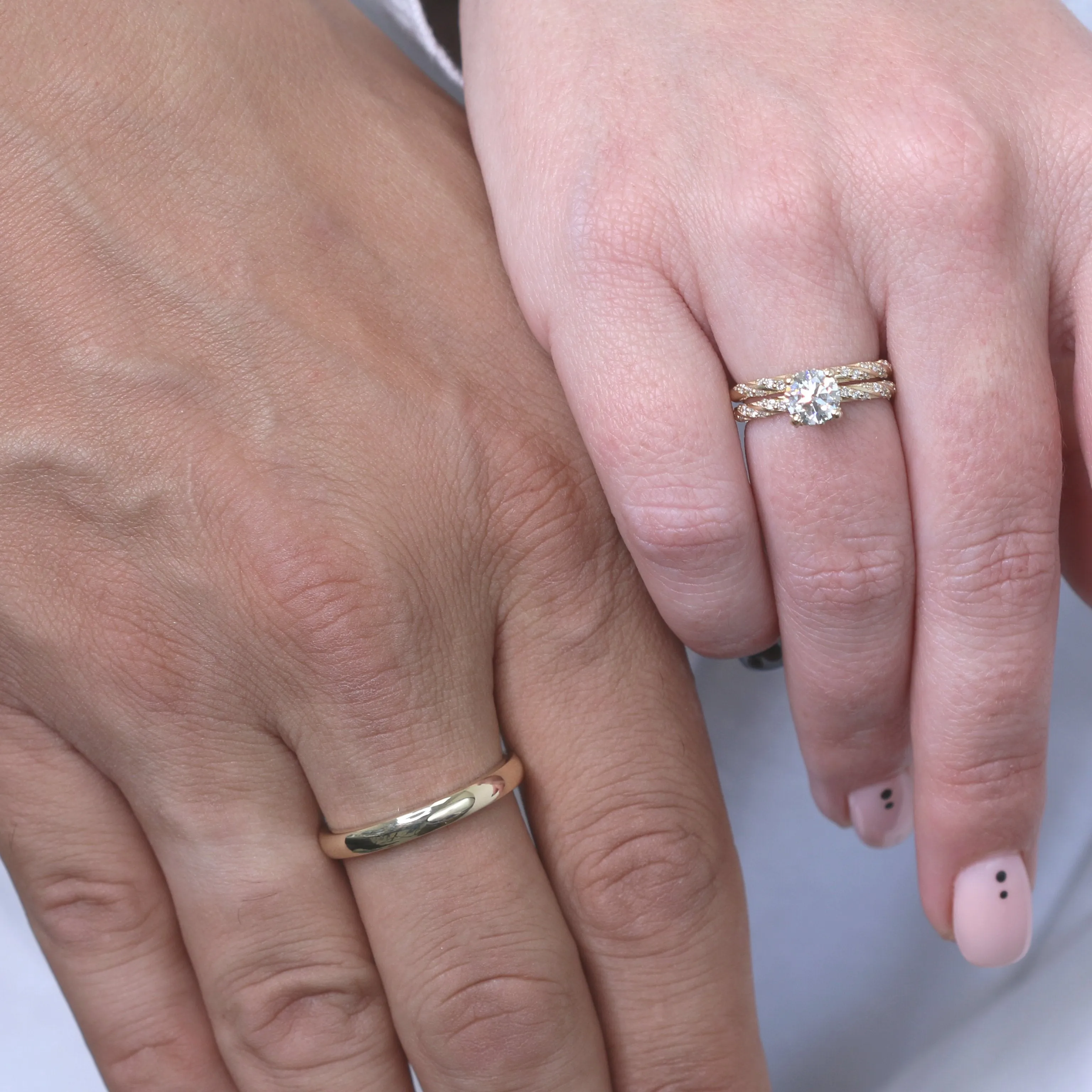 Reflection twisted Shank Natural  cut Diamond Wedding Band