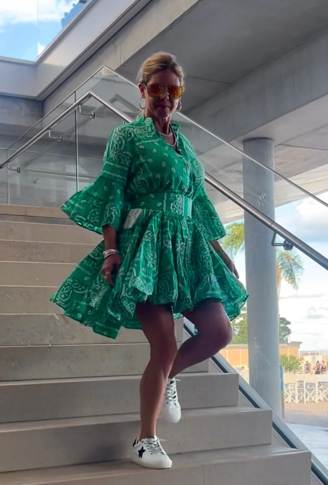 Ruffle Bandana Dress - Green